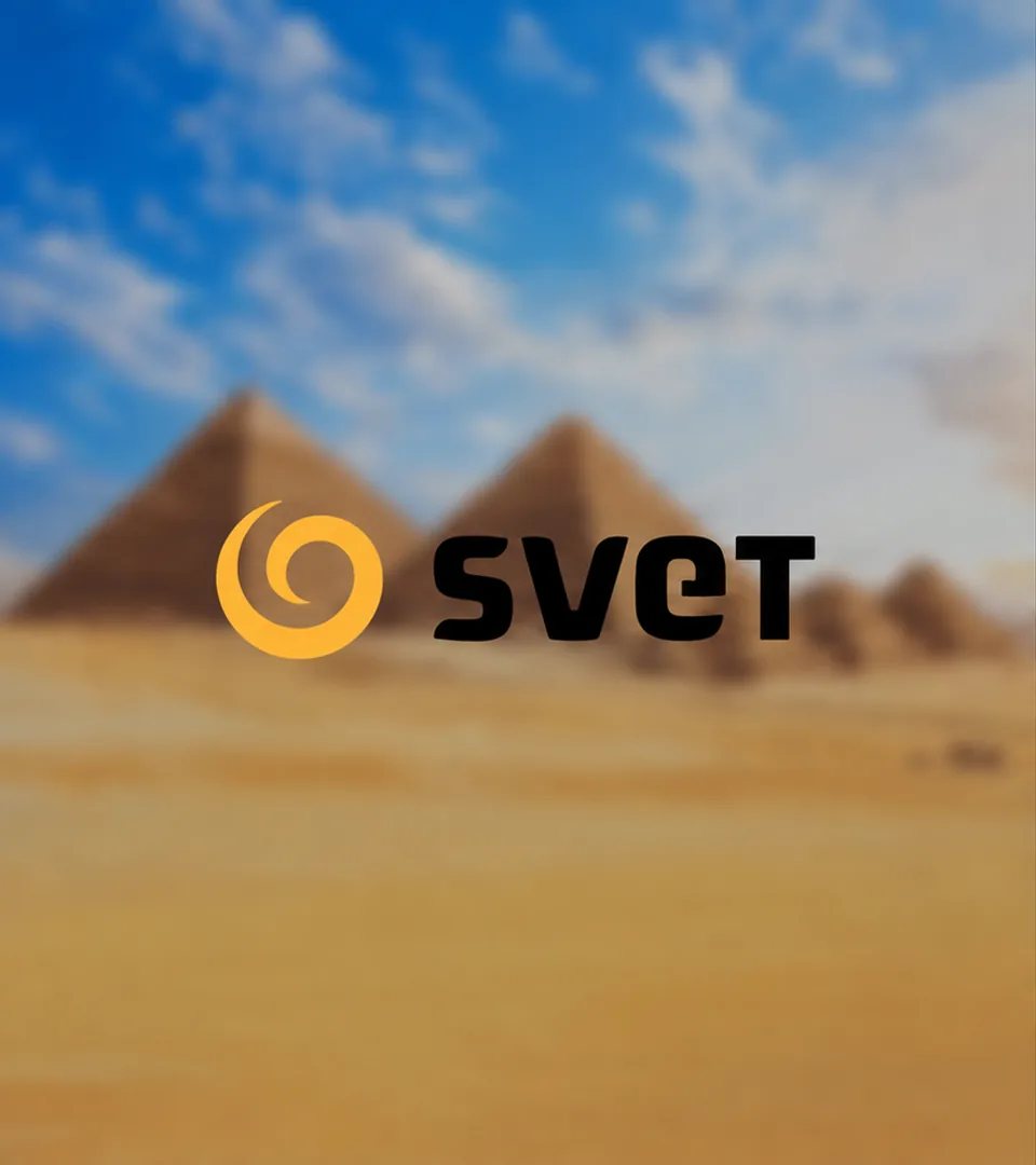 JOJ Svet logo over pyramids